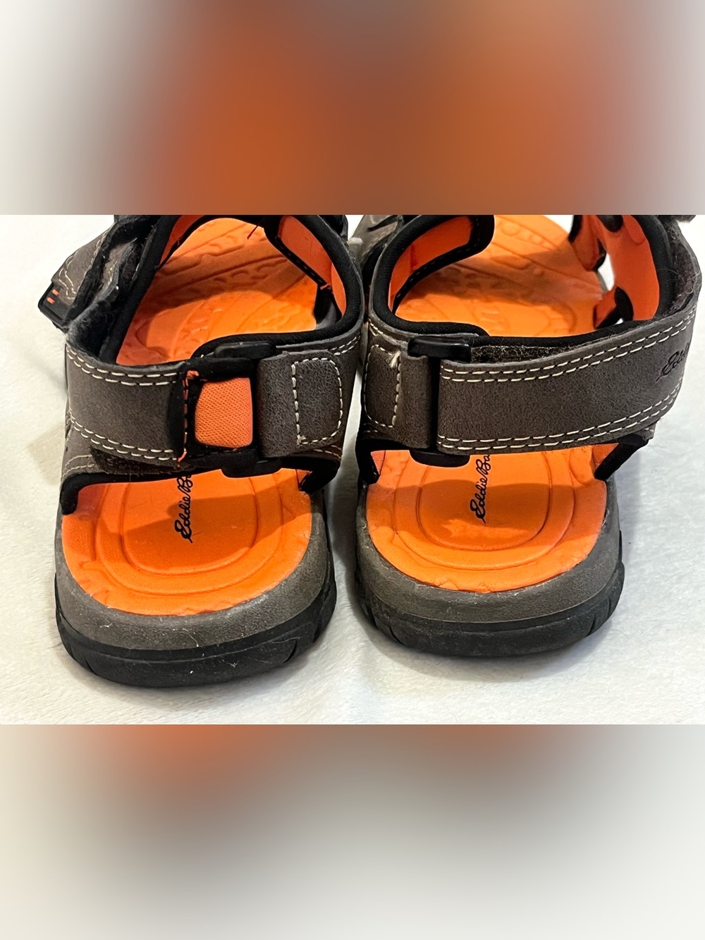Eddie Bauer Kids Orange & Brown Active Sandals w Adjustable Sport Velcro Straps - Picture 5 of 16